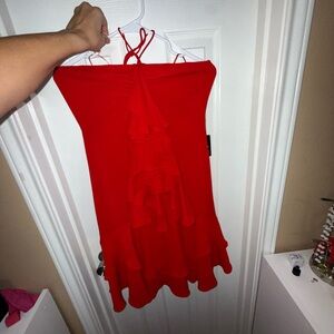 Express Vibrant Red Halter Dress